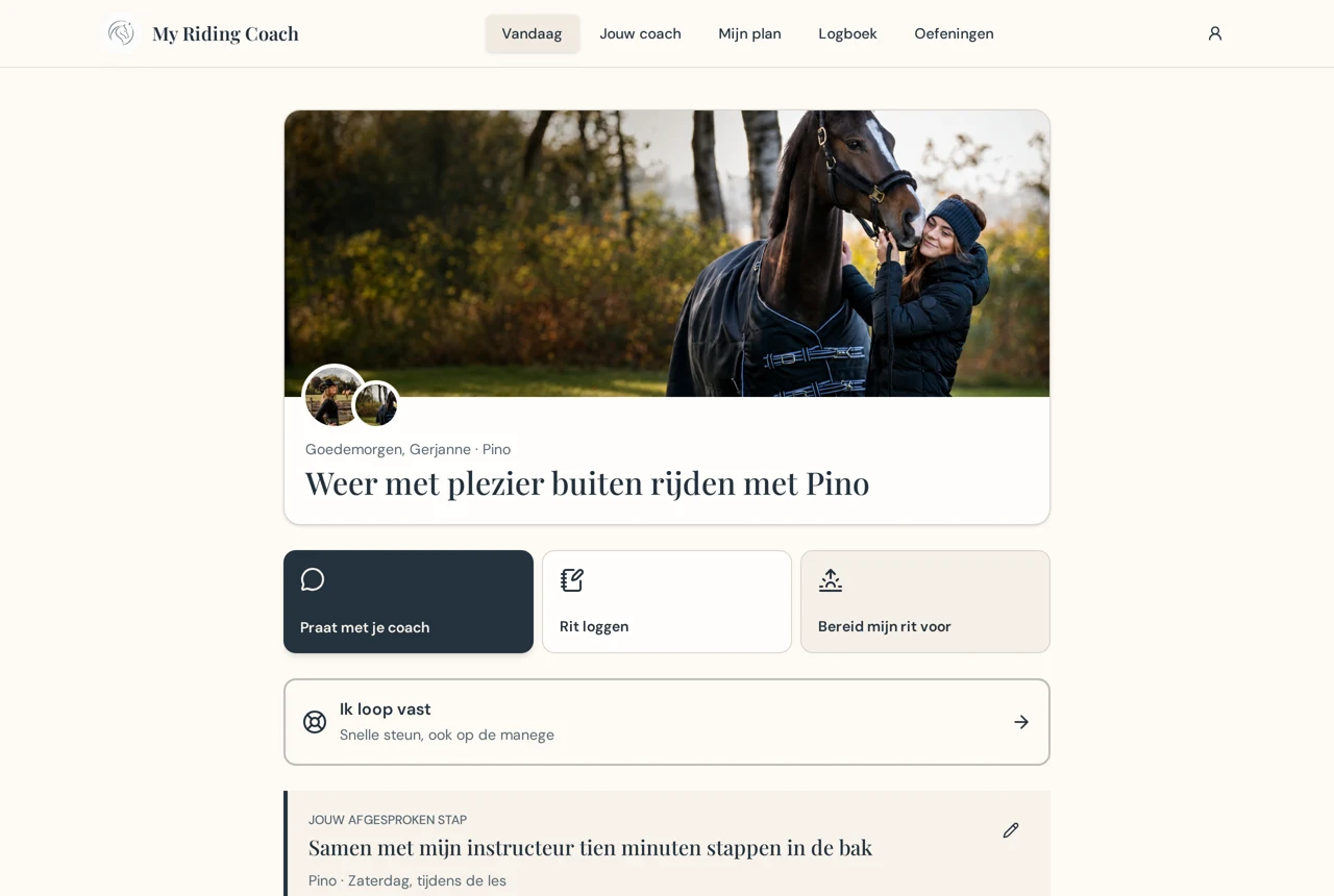 Echte appschermen · Demoprofiel met voorbeeldinhoud: Een plek die jouw verhaal bijhoudt